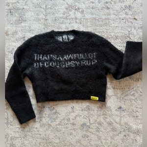 🖤 That’s A Awful Lot Of Cough Syrup Fuzzy Knit Sweater – Black/White (XL)